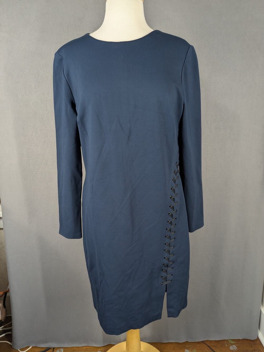 Ralph Lauren Dress Navy Size 16 Sheath Thick Stich Detail